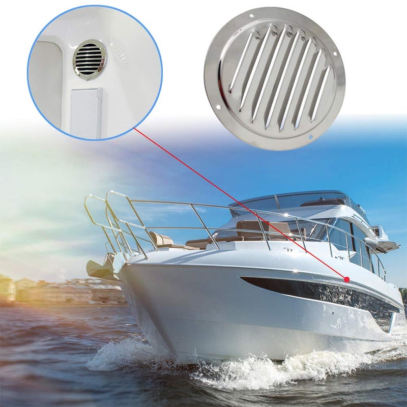 Amadget 5" Round Louvered Air Vent, 316 Stainless Steel Marine Boat Vent Cover, 2 Pcs - Image 5